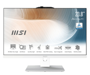 MSI Modern AM242P 11M-851EU Intel® Core™ i5 i5-1135G7 60,5 cm (23.8") 1920 x 1080 pixels PC All-in-One 16 Go DDR4-SDRAM 512 Go SSD Windows 11 Pro Wi-Fi 6 (802.11ax) Blanc