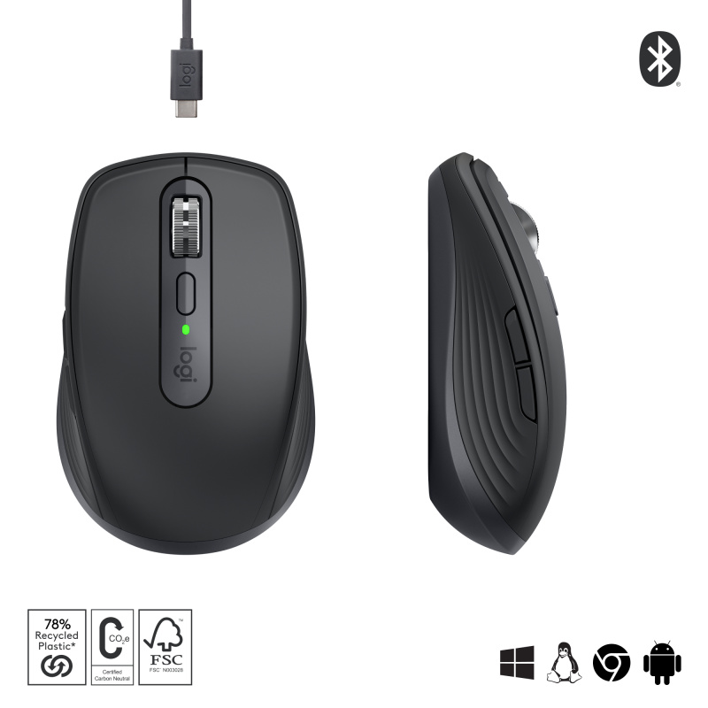 Logitech MX Anywhere 3S souris Bureau Droitier RF sans fil + Bluetooth Laser 8000 DPI