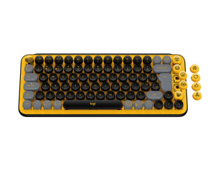 Logitech POP Keys Wireless Mechanical Keyboard With Emoji Keys clavier Universel RF sans fil + Bluetooth AZERTY Français Noir, Gris, Jaune