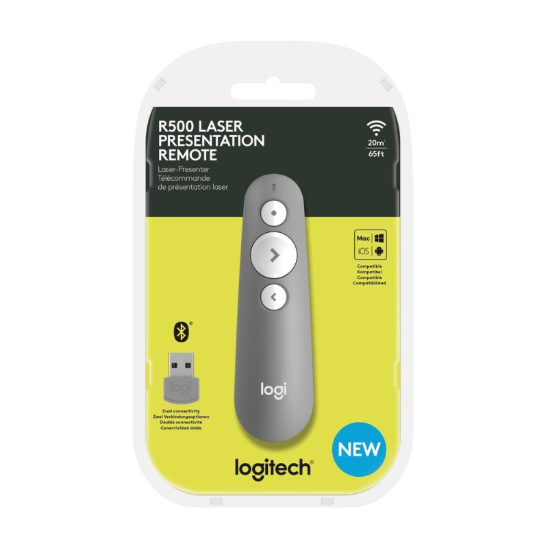 Logitech R500 télécommande Bluetooth/RF Gris