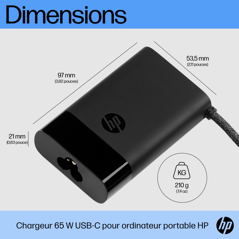 HP Chargeur pour ordinateur portable USB-C 65 W