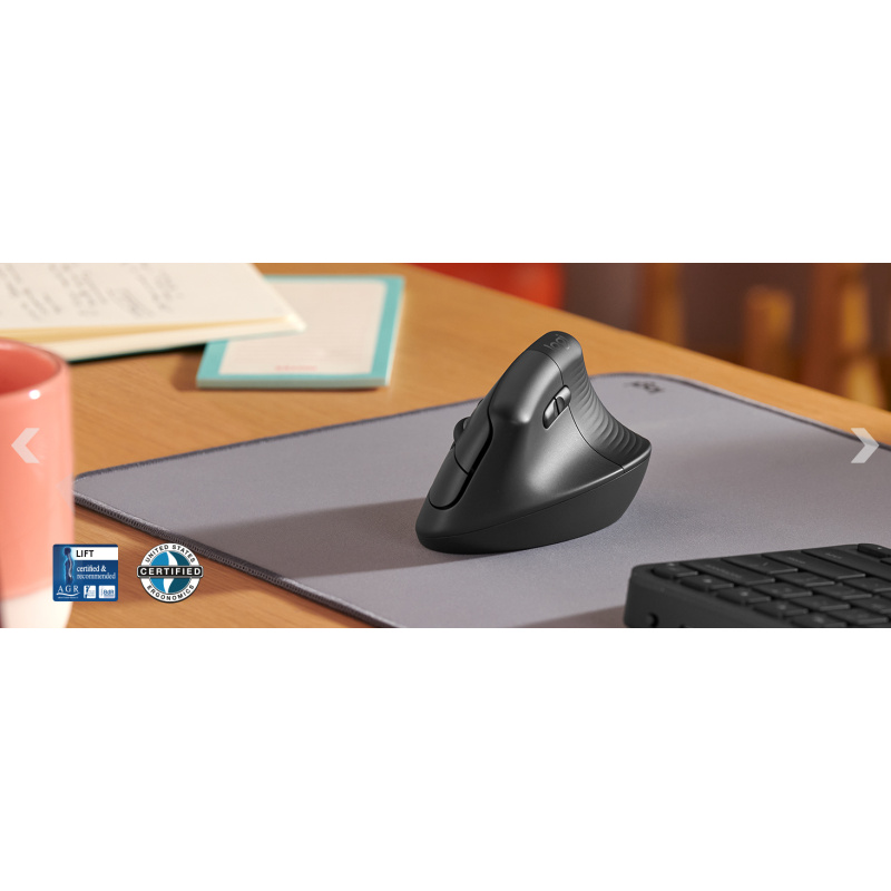 Logitech Lift souris Bureau Gauche RF sans fil + Bluetooth Optique 4000 DPI