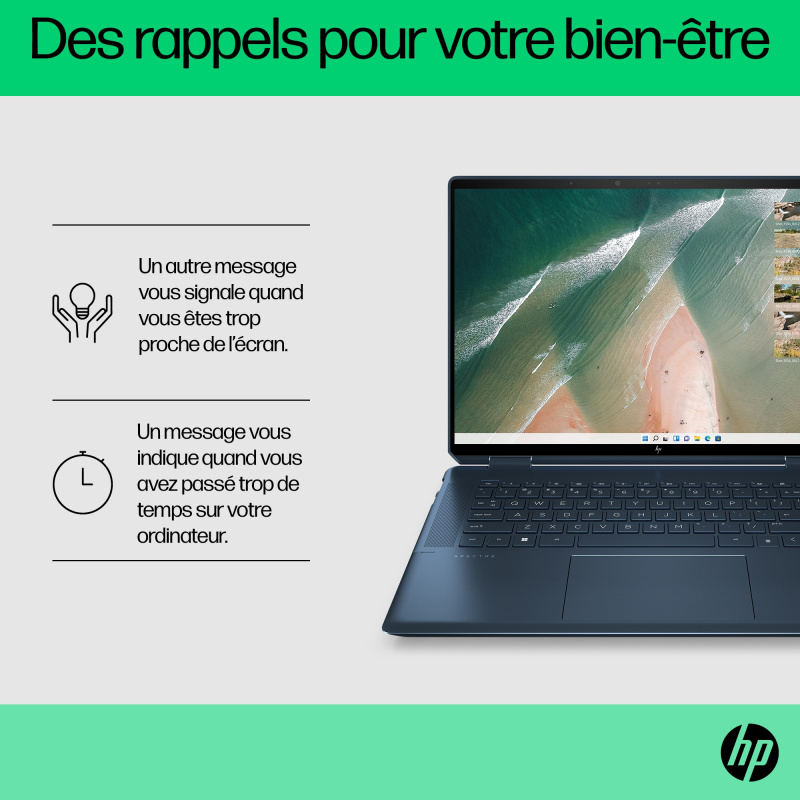 HP Spectre x360 16-f1003nf Intel® Core™ i7 i7-1260P Hybride (2-en-1) 40,6 cm (16") Écran tactile UHD+ 32 Go DDR4-SDRAM 1 To SSD Intel Arc A370M Wi-Fi 6E (802.11ax) Windows 11 Home Noir