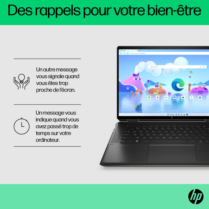 HP Spectre x360 16-f1003nf Intel® Core™ i7 i7-1260P Hybride (2-en-1) 40,6 cm (16") Écran tactile UHD+ 32 Go DDR4-SDRAM 1 To SSD Intel Arc A370M Wi-Fi 6E (802.11ax) Windows 11 Home Noir