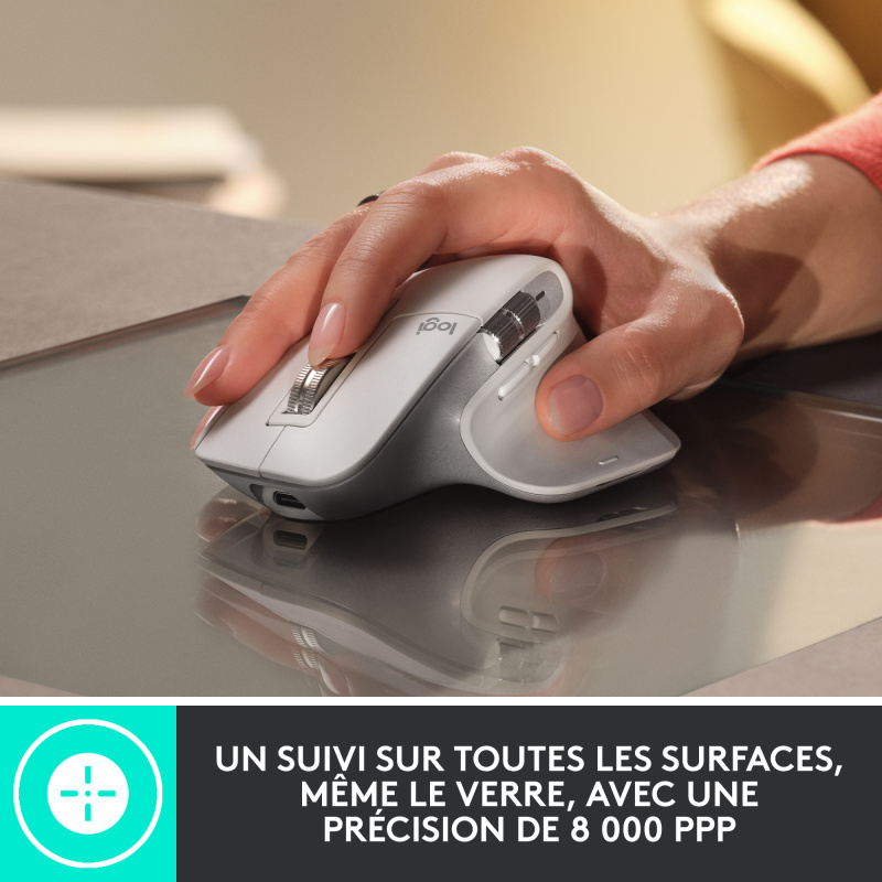 Logitech MX Master 3S souris Bureau Droitier RF sans fil + Bluetooth Laser 8000 DPI