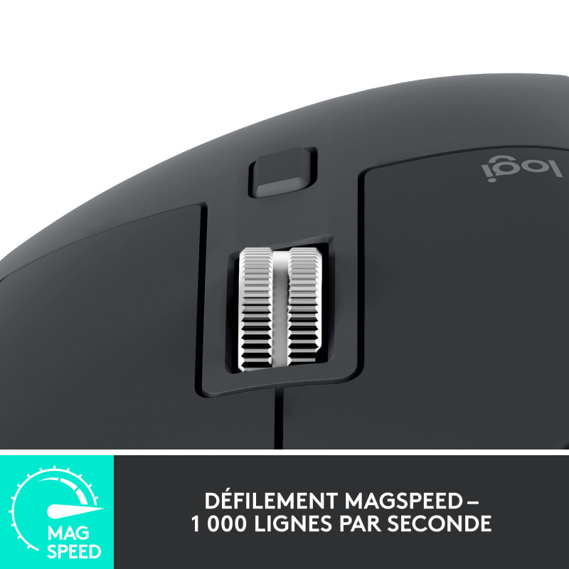 Logitech MX Master 3S souris Bureau Droitier RF sans fil + Bluetooth Laser 8000 DPI