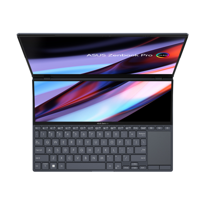 ASUS Zenbook Pro 14 Duo OLED UX8402ZA-M31 Ordinateur portable 36,8 cm (14.5") Écran tactile 2.8K Intel® Core™ i7 i7-12700H 16 Go LPDDR5-SDRAM 1 To SSD Wi-Fi 6E (802.11ax) Windows 11 Pro Noir