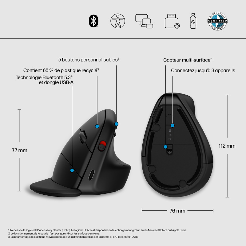 HP Souris verticale ergonomique 925