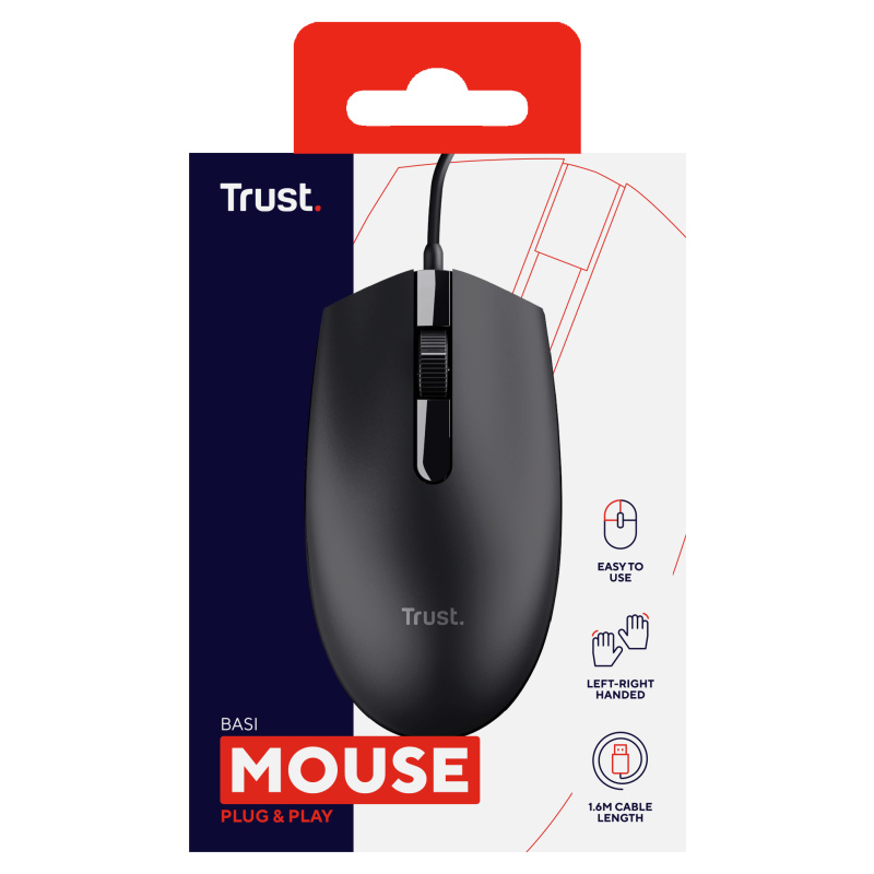 Trust Basi souris Bureau Ambidextre USB Type-A Optique 1200 DPI