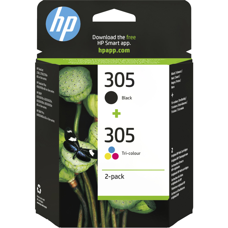 HP Pack de 2 cartouches d'encre authentiques 305 3 couleurs / noir