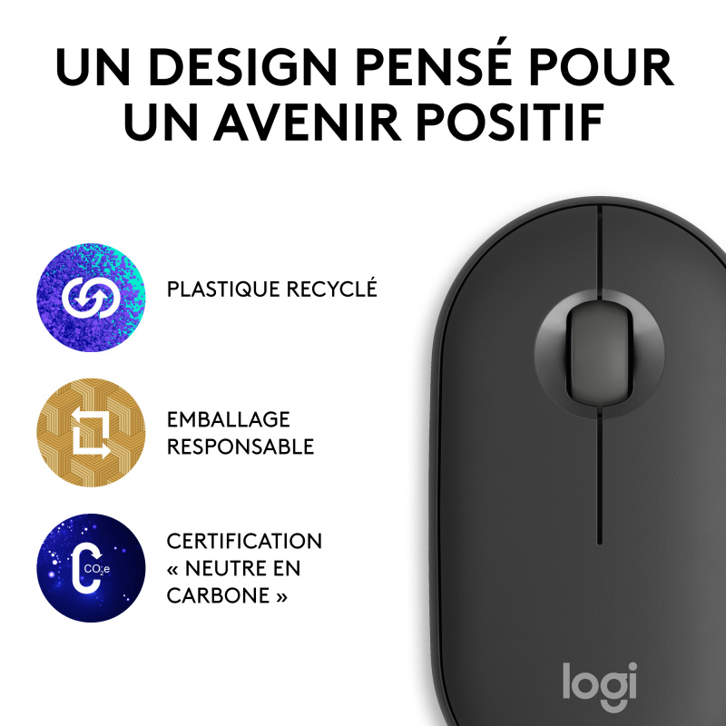 Logitech Pebble 2 M350s souris Voyage Ambidextre RF sans fil + Bluetooth Optique 4000 DPI