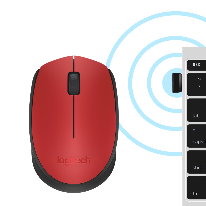 Logitech M171 Red-K souris Bureau Ambidextre RF sans fil Optique 1000 DPI