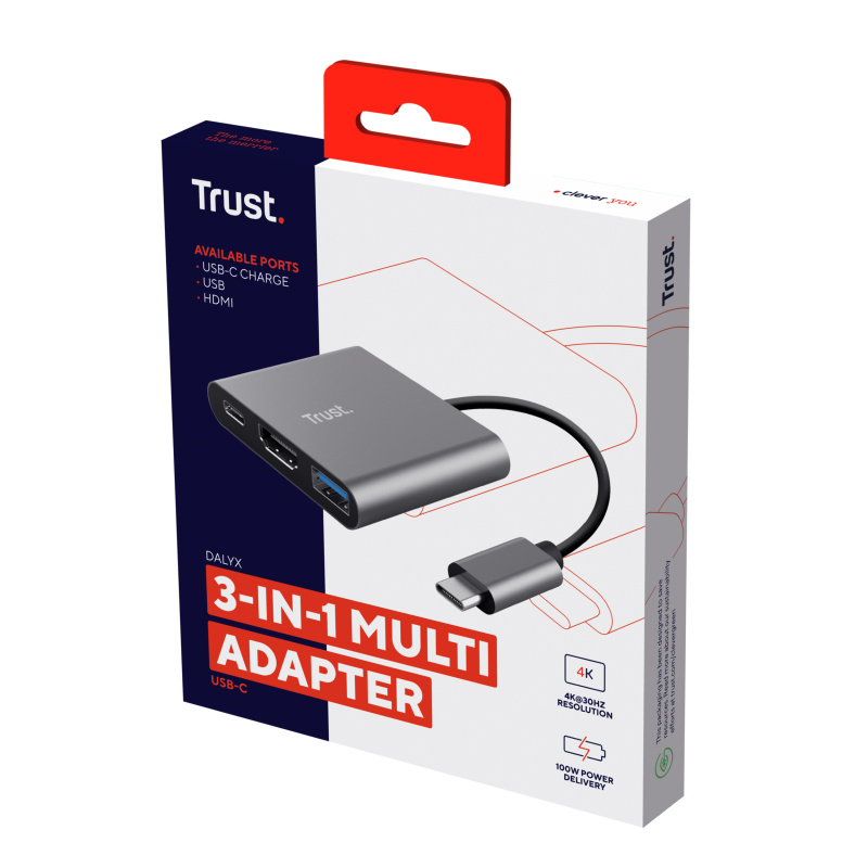 Trust Dalyx USB 3.2 Gen 1 (3.1 Gen 1) Type-C Aluminium, Noir