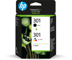 HP 301 pack de 2 cartouches d'encre noir/trois couleurs authentiques