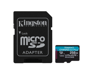 Kingston Technology Carte microSDXC Canvas Go Plus 170R A2 U3 V30 de 256 Go + ADP