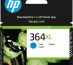 HP 364XL cartouche d'encre cyan grande capacité authentique